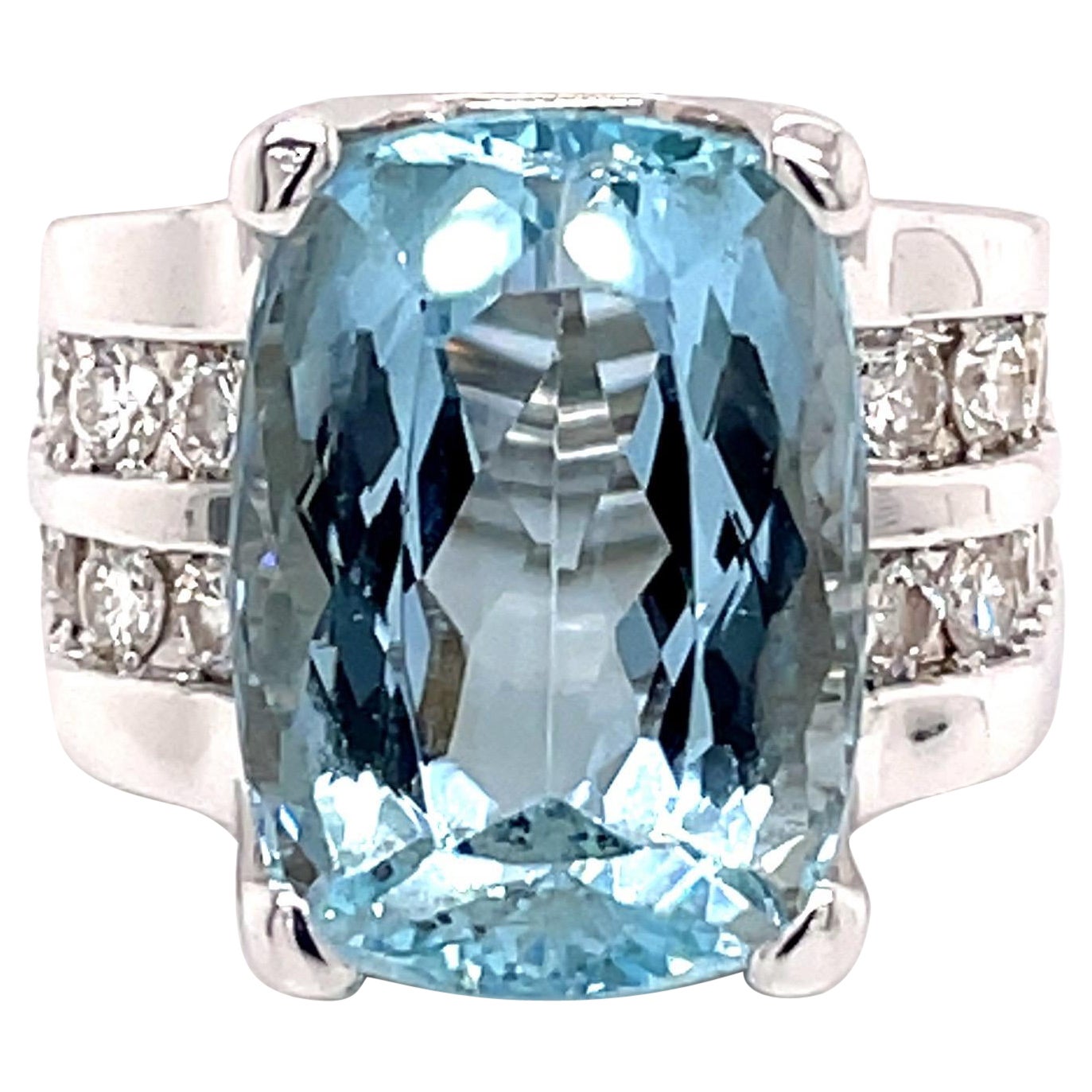 Vintage-Aquarellring mit 12 Karat Diamanten im Kissenschliff, 2000er Jahre