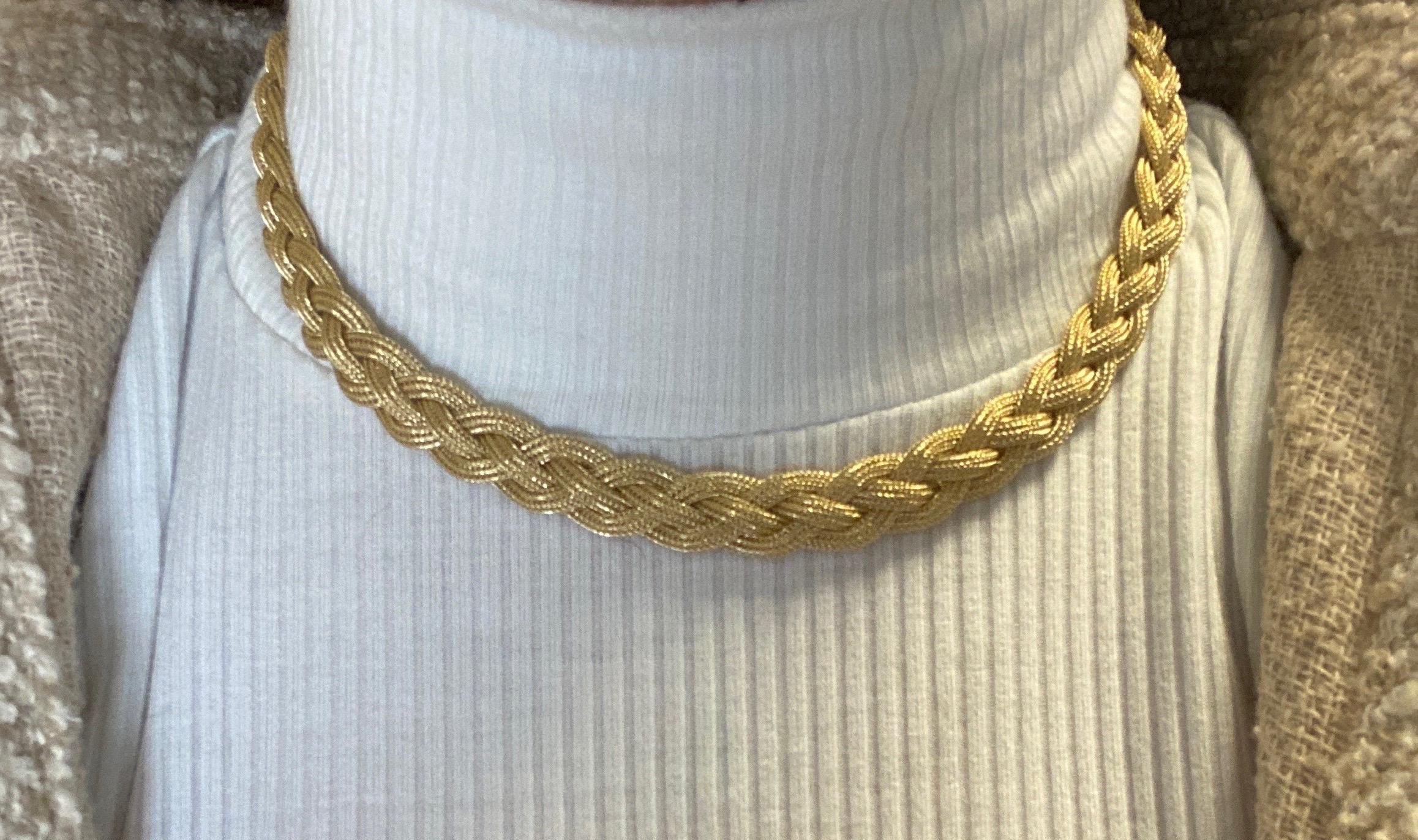 Women's Vintage 2000s 14 Karat Yellow Gold Italian Braided Necklace