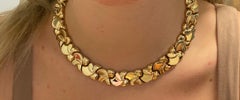 Vintage 2000's 14k Yellow Gold Italian Made Choker Necklace and Bracelet Set