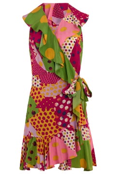 Vintage 2000's Bazar By Christian Lacroix Polka Dots Patchwork Wrap Dress