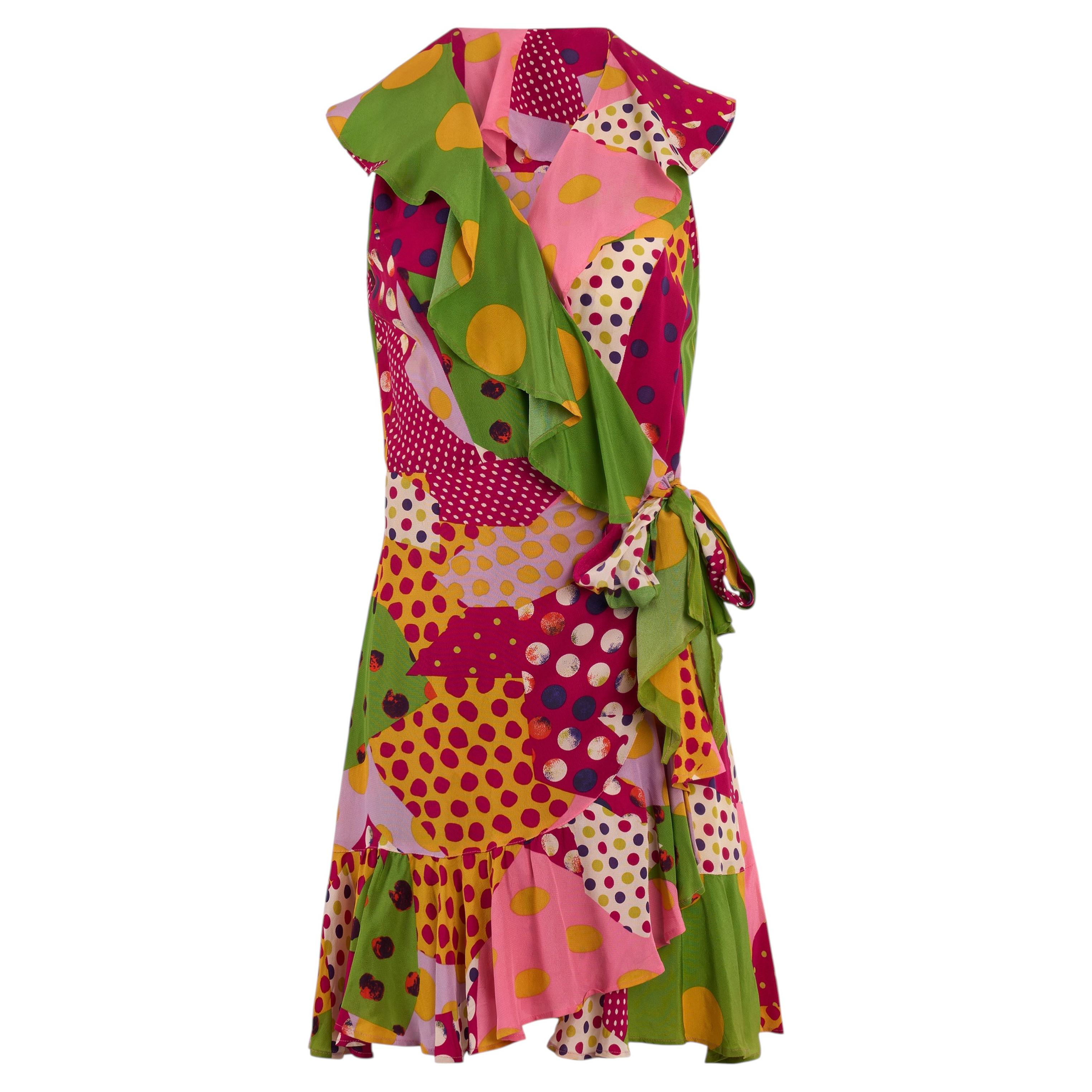 Vintage 2000's Bazar By Christian Lacroix Polka Dots Patchwork Wrap Dress