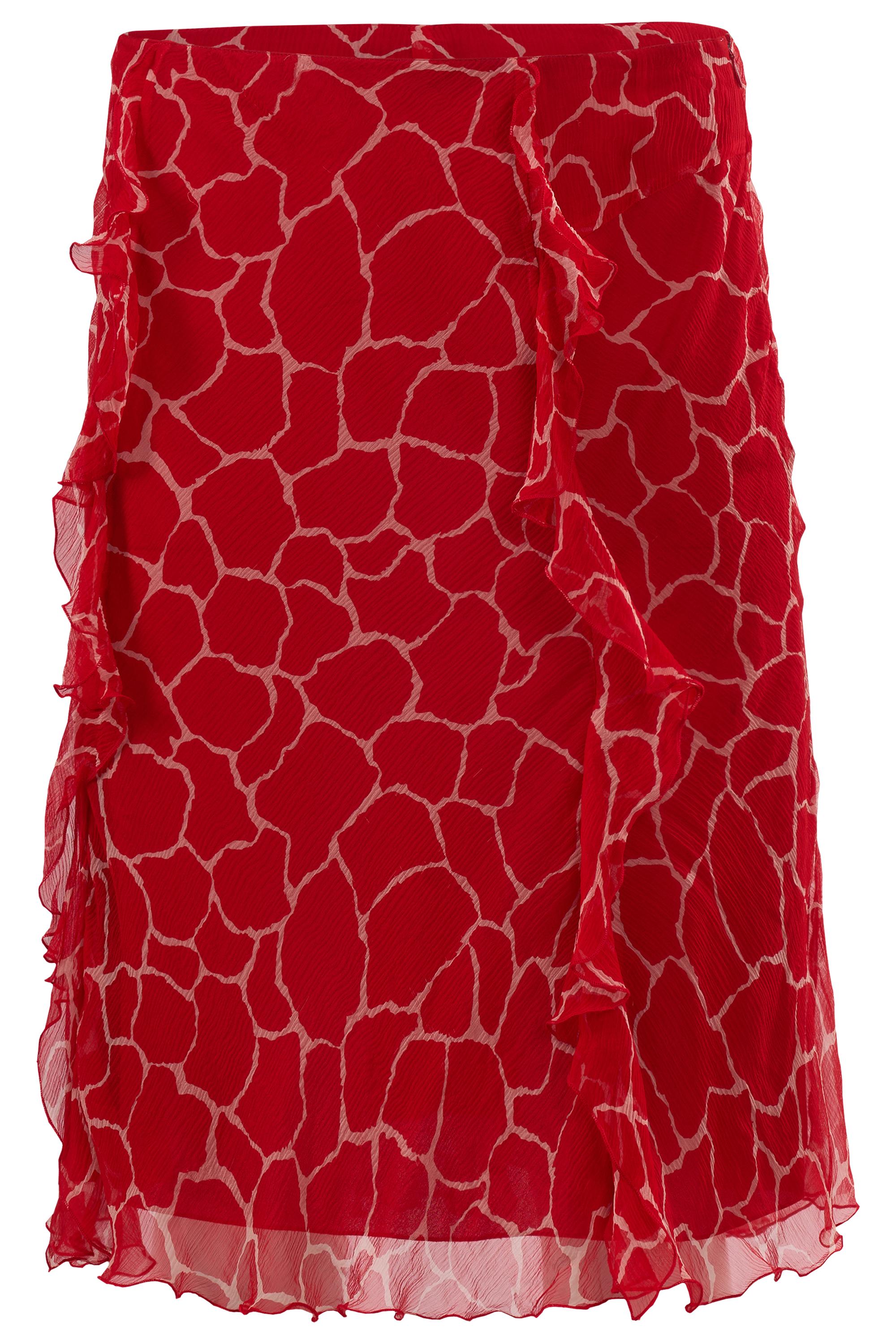 Vintage 2000's Blumarine Rouge Jupe en soie imprimée Excellent état - En vente à London, GB