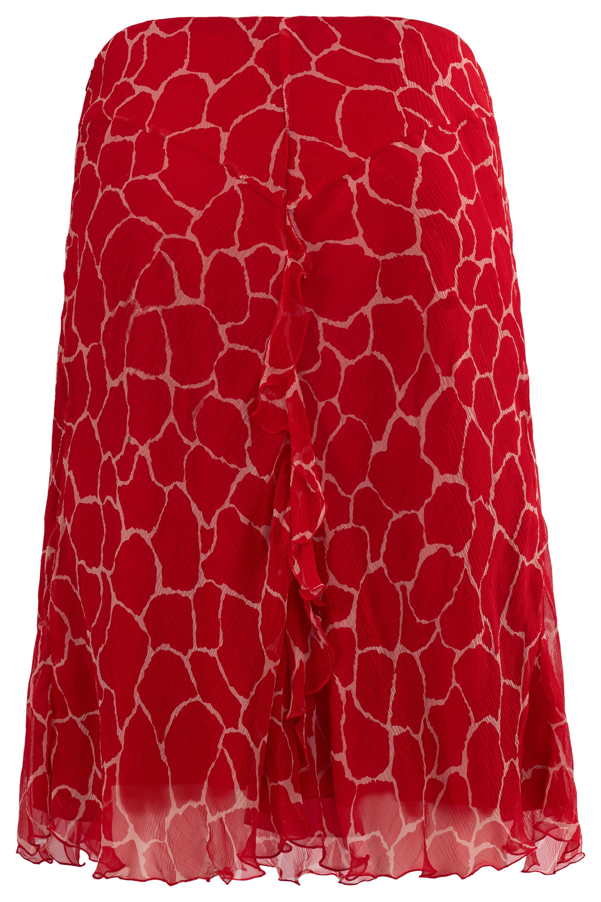 Vintage 2000's Blumarine Rouge Jupe en soie imprimée Unisexe en vente
