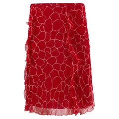 Gonna vintage anni 2000 con stampa in seta rossa di Blumarine