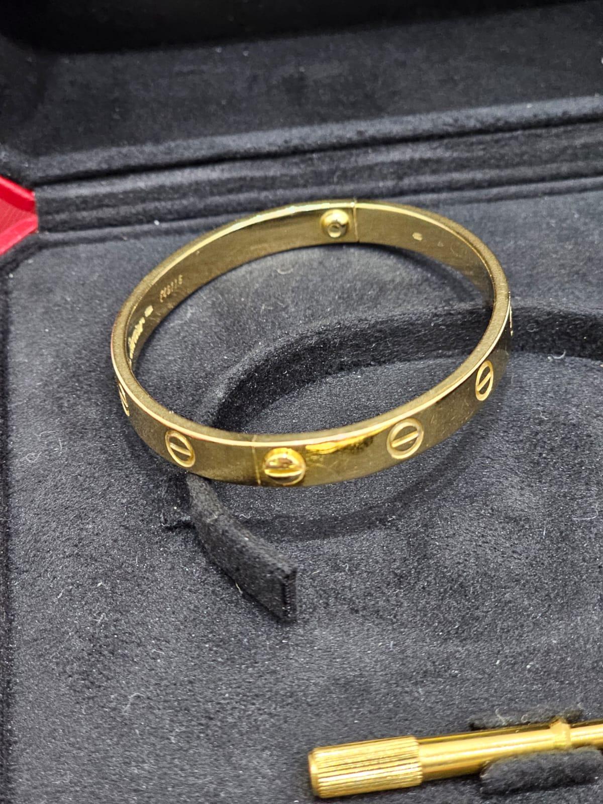 Vintage 2000s Cartier Yellow Gold 18K Love Bracelet Size 16 3