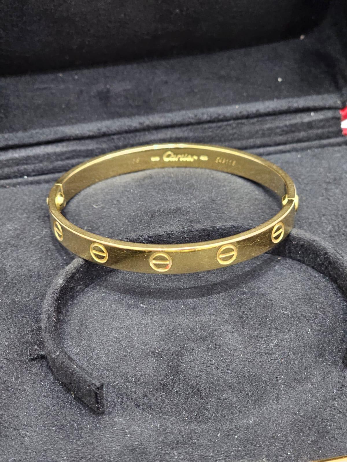 Vintage 2000s Cartier Yellow Gold 18K Love Bracelet Size 16 5