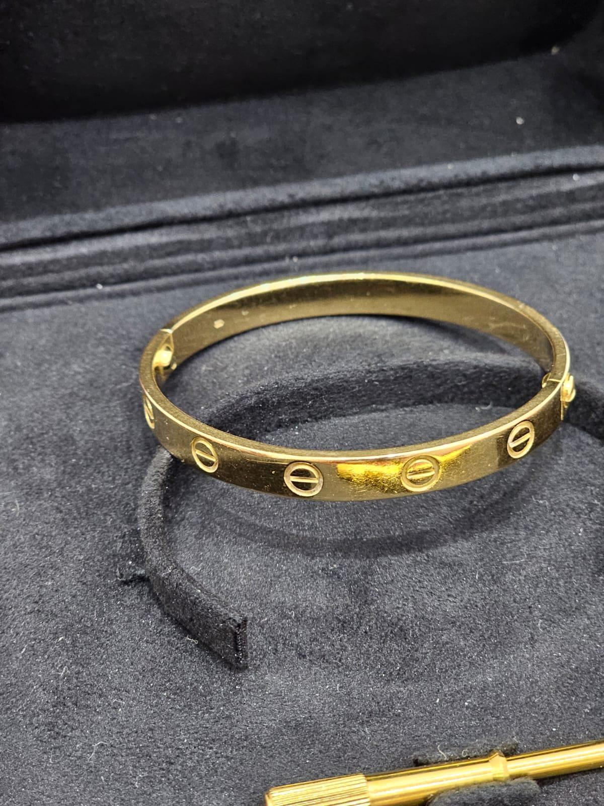 Vintage 2000s Cartier Yellow Gold 18K Love Bracelet Size 16 6