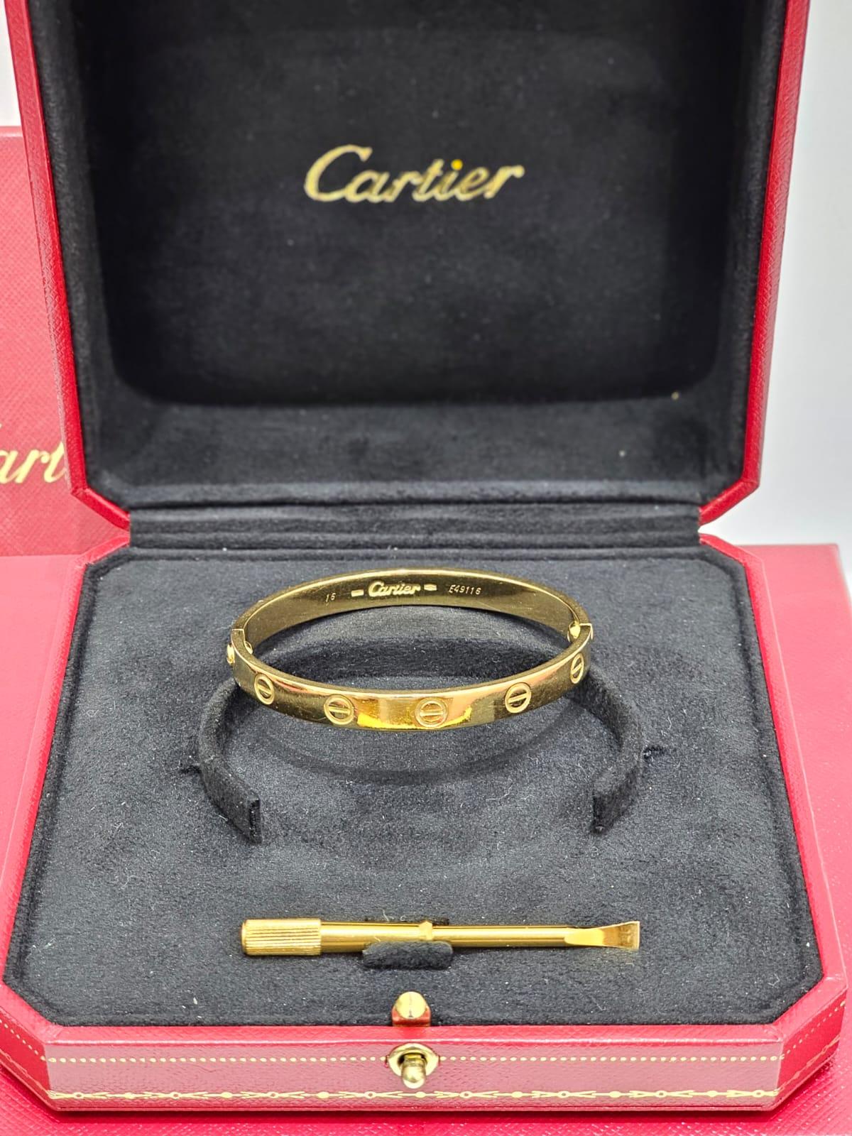 Vintage 2000s Cartier Yellow Gold 18K Love Bracelet Size 16 10