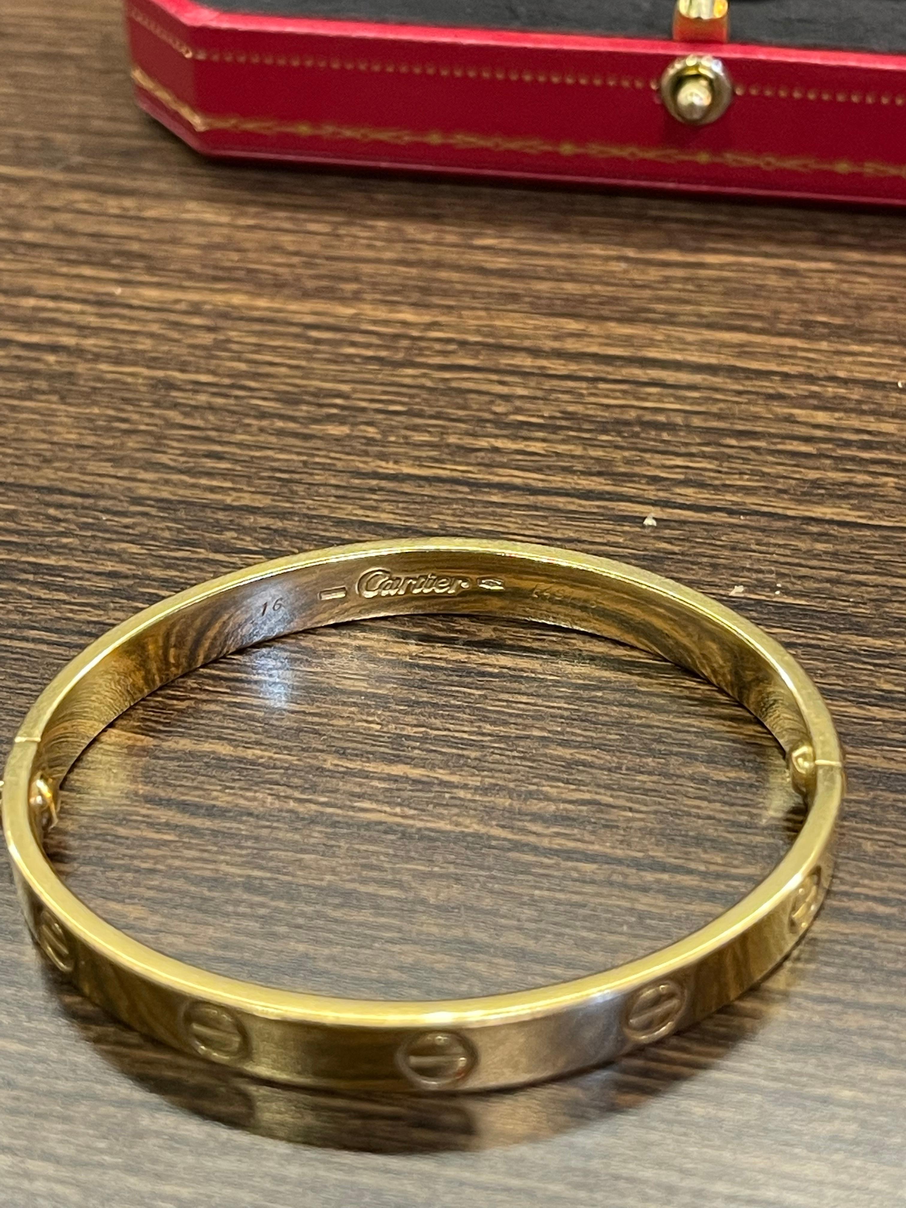 Vintage 2000s Cartier Yellow Gold 18K Love Bracelet Size 16 In Good Condition In Jakarta, Daerah Khusus Ibukota Jakarta