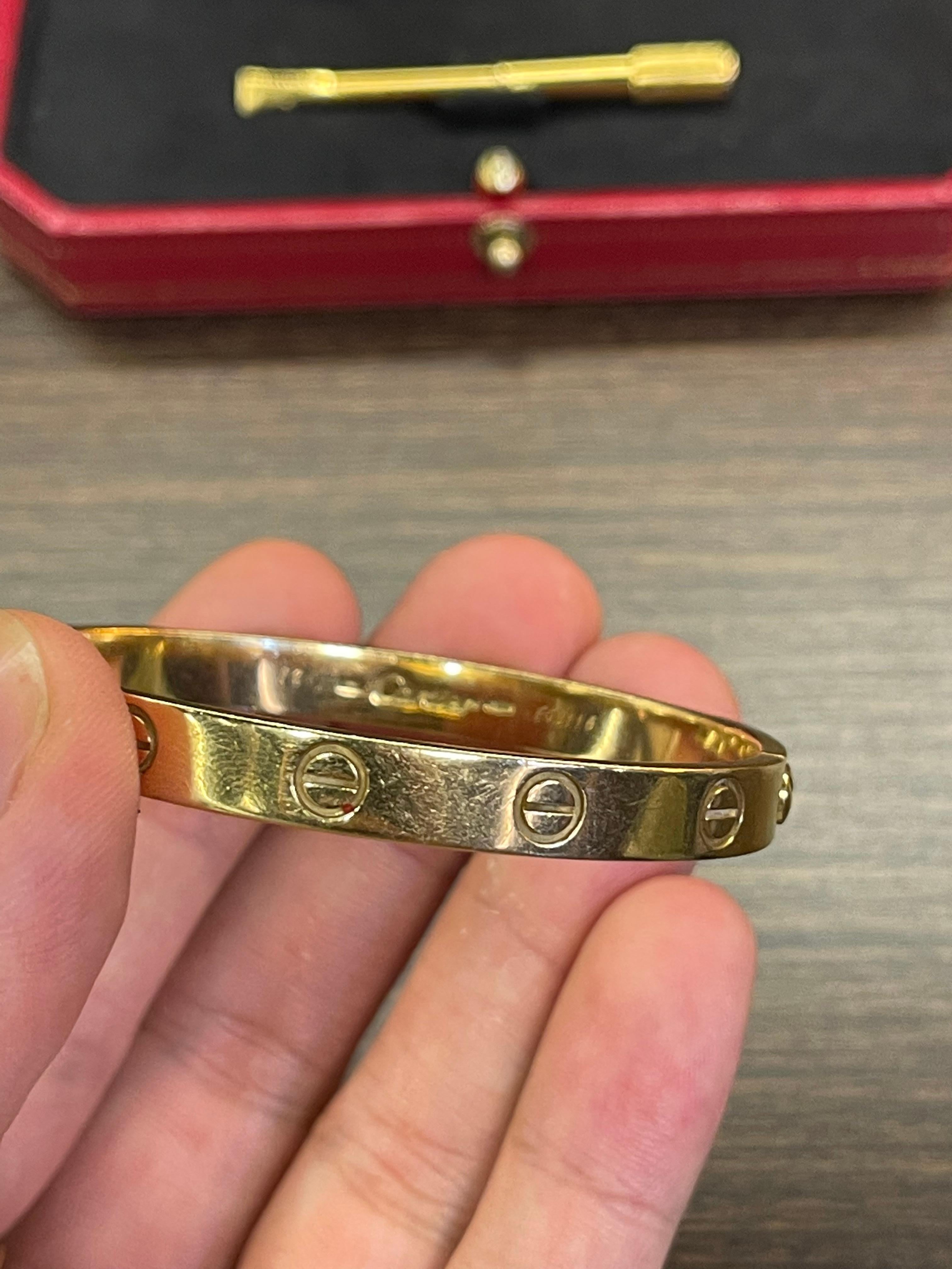 Women's Vintage 2000s Cartier Yellow Gold 18K Love Bracelet Size 16