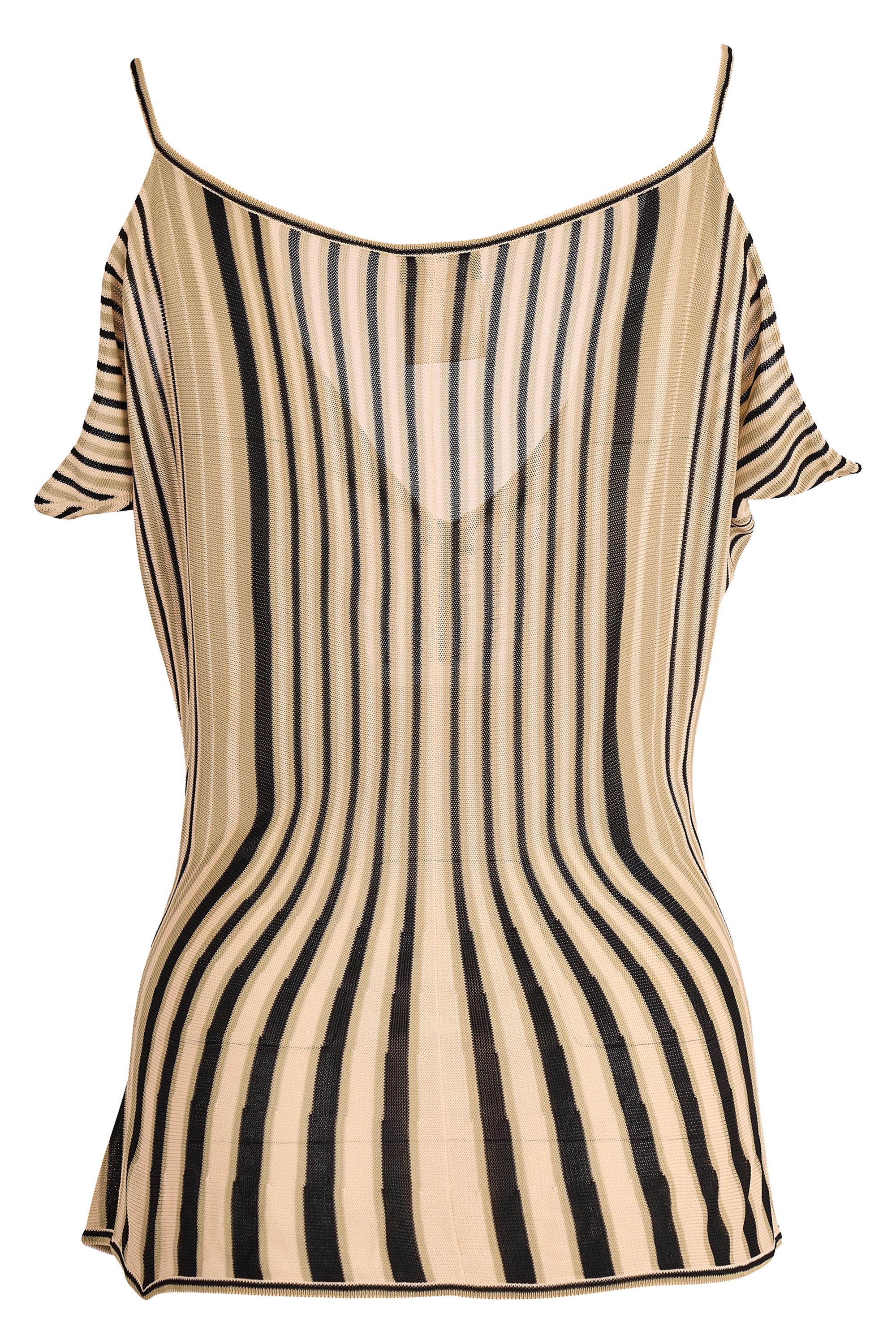 Camiseta de tirantes de rayas Chanel vintage de los años 2000 Beige en venta