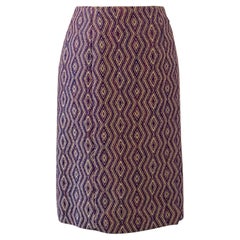 Vintage 2000s Chanel Purple Diamond Weave Pencil Skirt with Zig Zag Trim