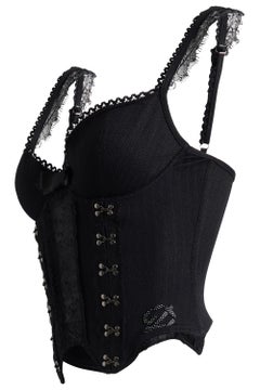 Vintage 2000's Christian Dior Black Lace Hook & Eye Corset Top