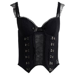 Vintage 2000's Christian Dior Black Lace Hook & Eye Corset Top