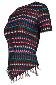 Vintage 2000's Christian Lacroix Crochet Multicoulor Fransen stricken Top