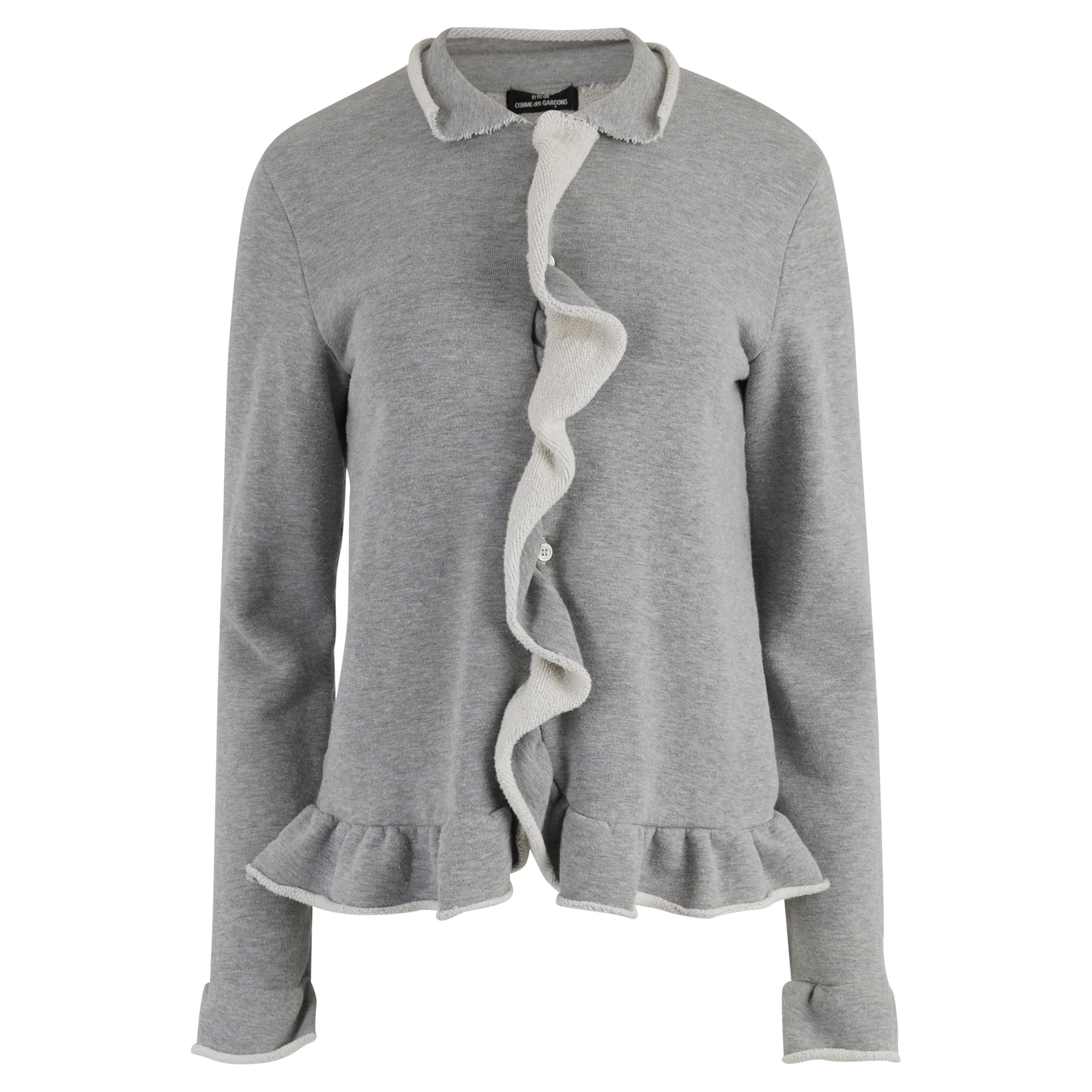 Vintage 2000
s Comme des Garçons Grey Ruffles Cardigan For Sale