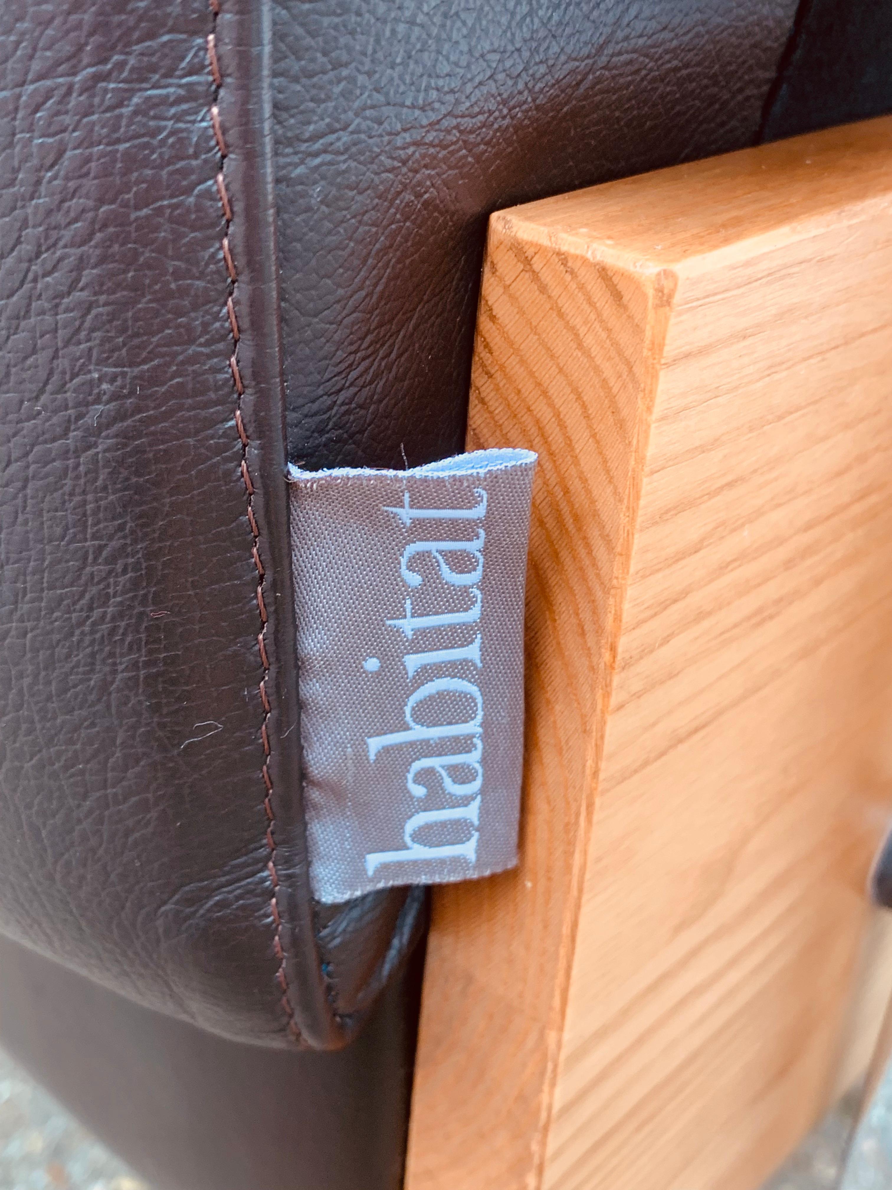 Mid-Century Modern Vintage 2000s Dark Brown Leather 3-Seater Robin Day for Hille Habitat Sofa