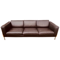 Dunkelbraunes 3-Sitzer-Sofa aus Leder von Robin Day für Hille Habitat, 2000er Jahre