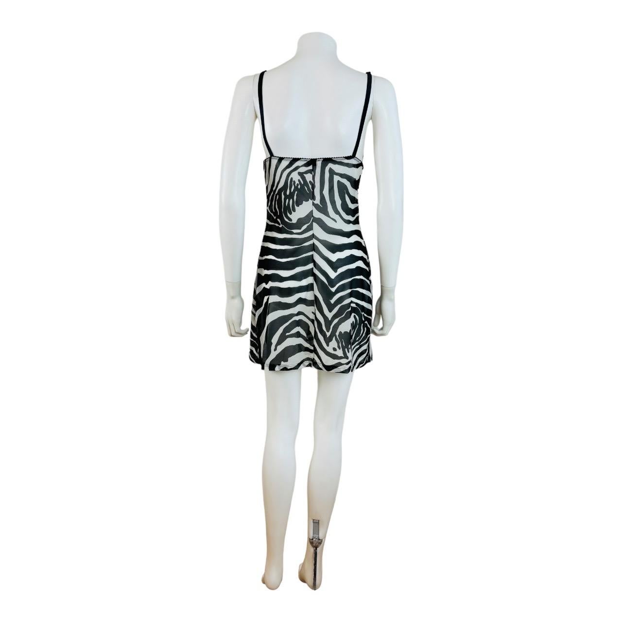 Vintage 2000s Dolce & Gabbana Intimo Slip Dress Zebra Animal Print Mini 2
