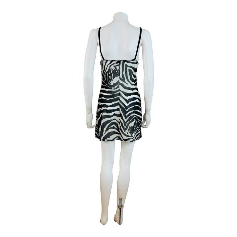Vintage 2000s Dolce and Gabbana Intimo Slip Dress Zebra Animal Print Mini  at 1stDibs