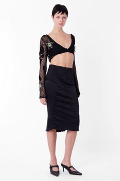 Vintage Roberto Cavalli 2000’s Embellished Black Crochet top