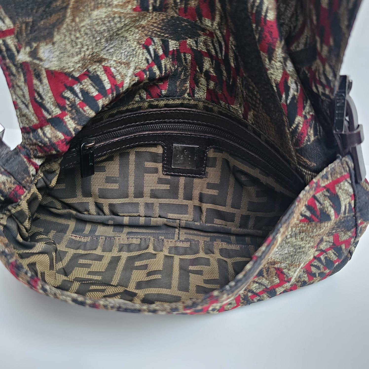 Vintage 2000s Fendi Bird Printed Canvas Baguette Bag Bag Baggage Pour femmes en vente