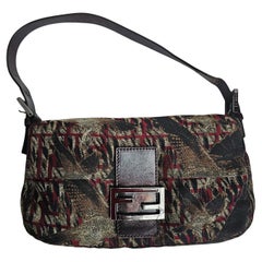 Vintage 2000s Fendi Bird Printed Canvas Baguette Bag