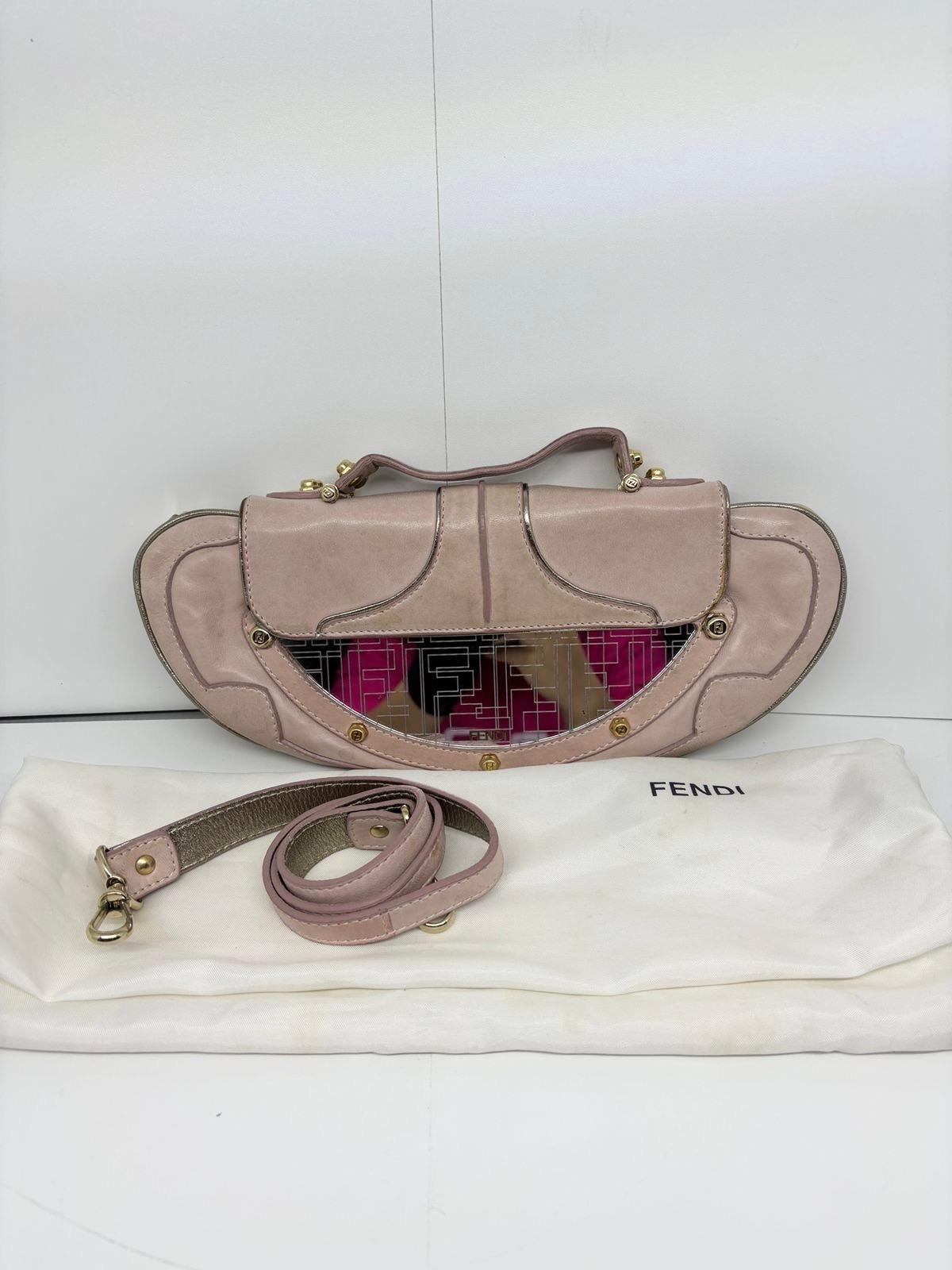 Vintage 2000s Fendi Dusty Pink Mini Vanity Mirror Shoulder Bag For Sale 4