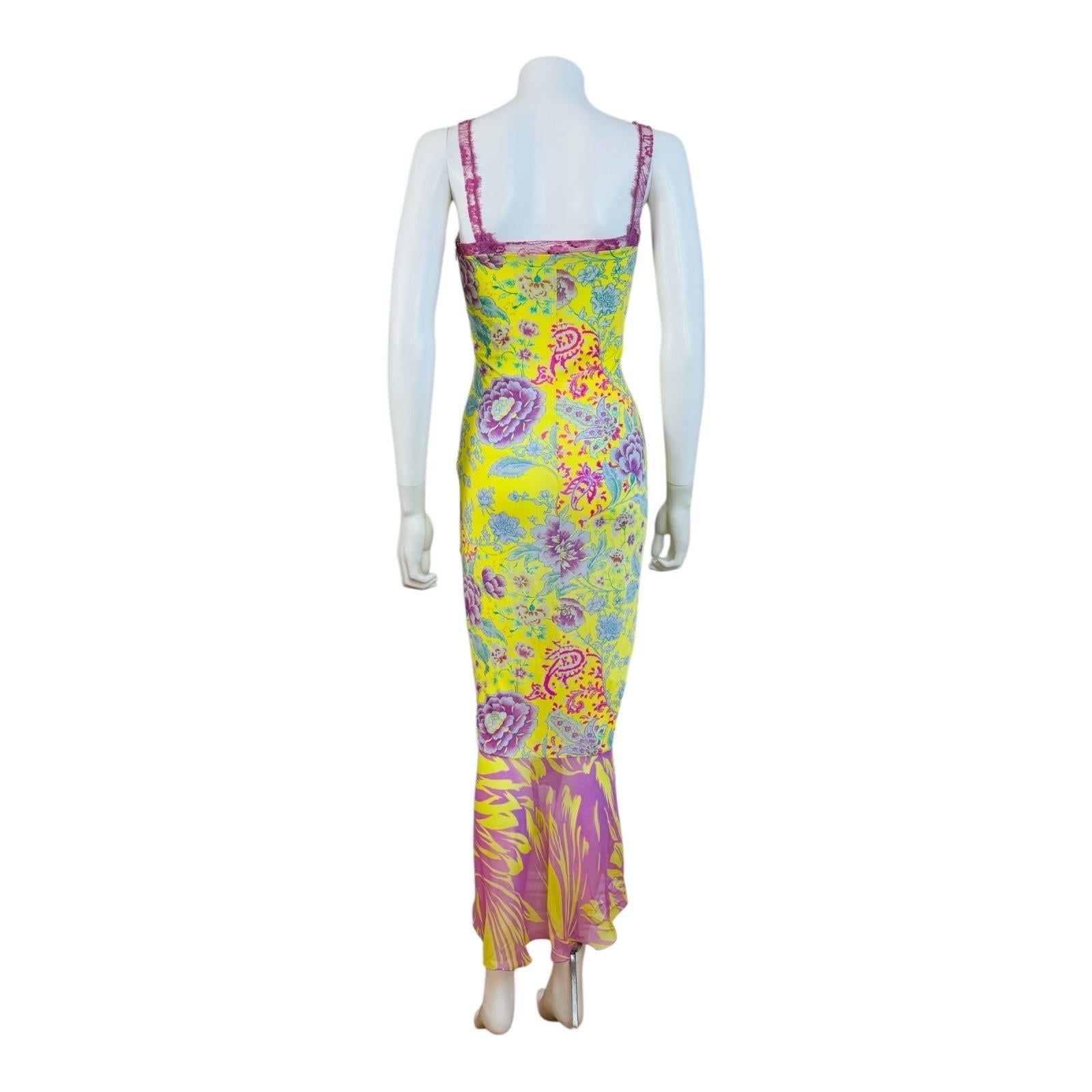 Vintage 2000s Floral Emanuel Ungaro Bodycon Lace Ruched Midi Dress 3