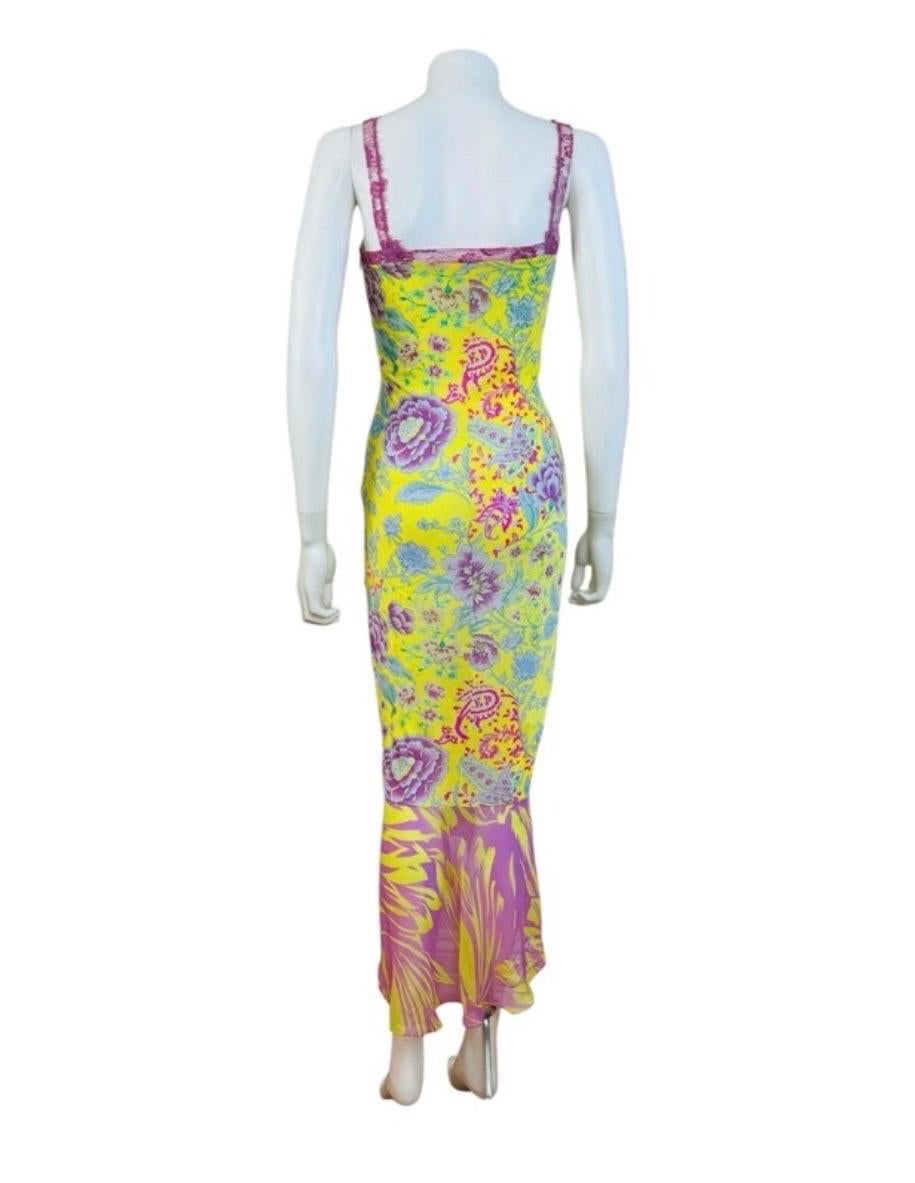 Vintage 2000s Floral Emanuel Ungaro Bodycon Lace Ruched Midi Dress 4