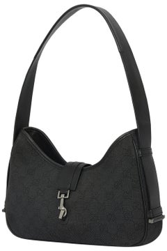 Vintage 2000's Gucci Jackie Black GG Canvas Shoulder Bag