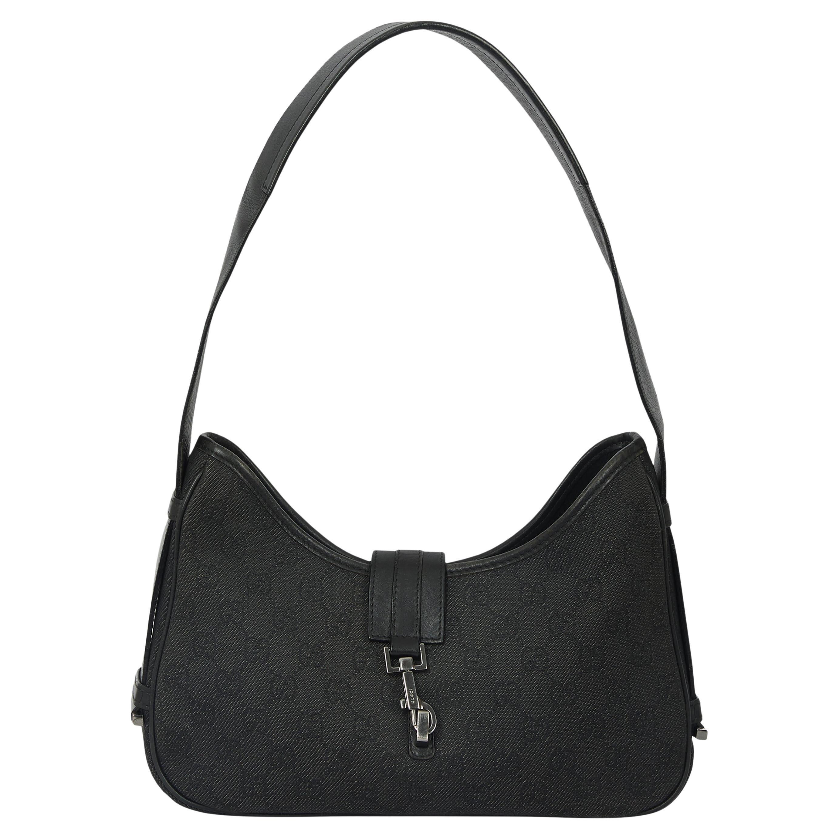 Borsa a spalla Gucci Jackie Black GG vintage degli anni 2000