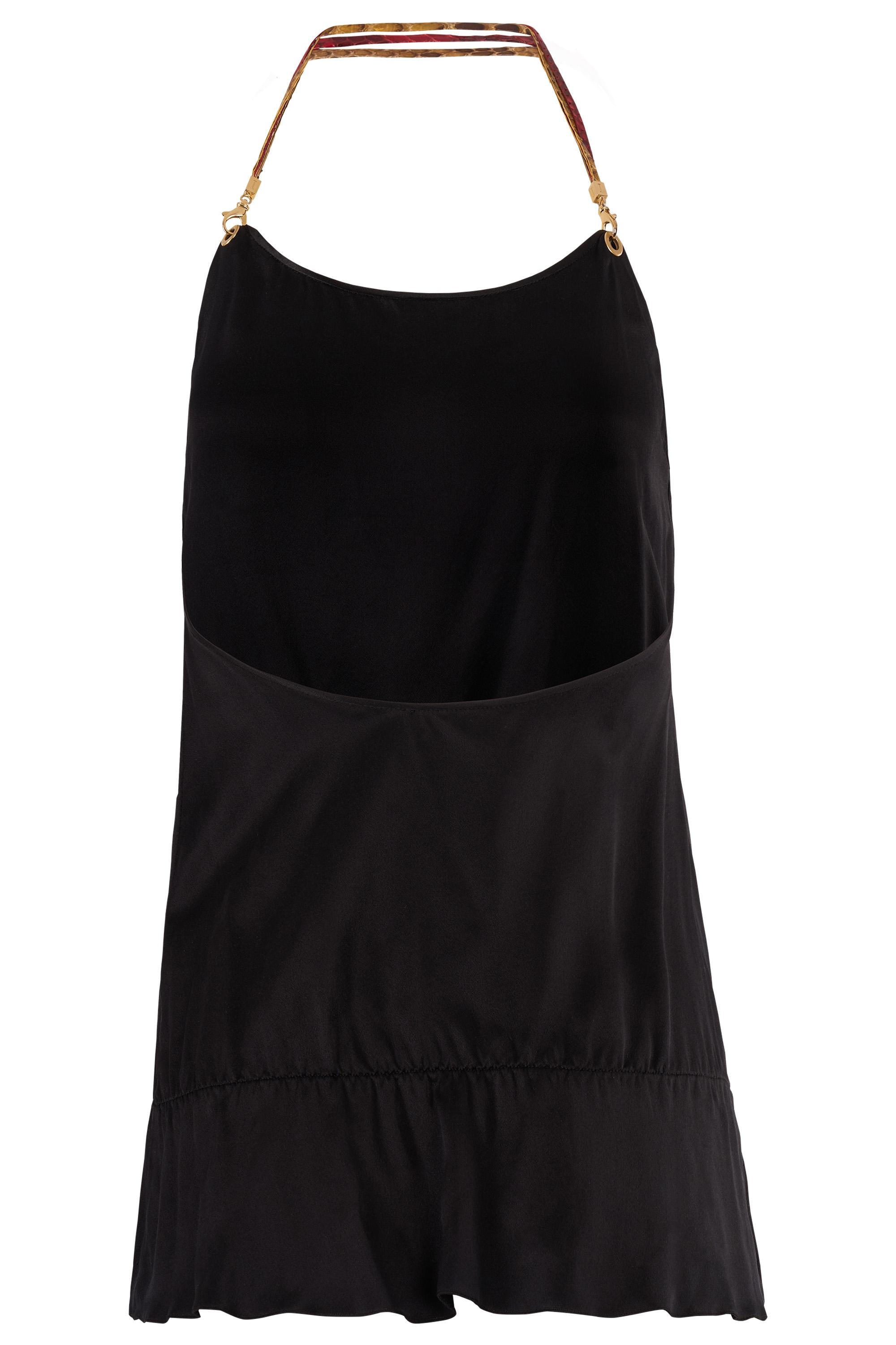Vintage 2000's Iceberg Black Silk Python Halter Top In Excellent Condition For Sale In London, GB