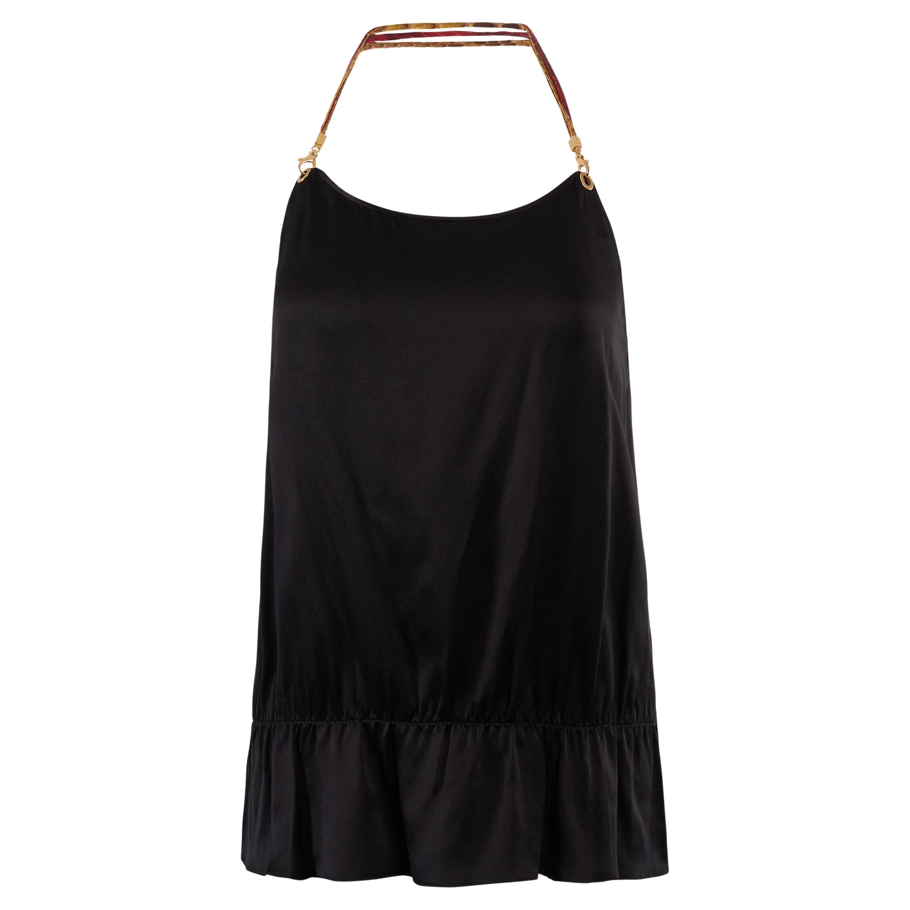 Vintage 2000's Iceberg Black Silk Python Halter Top For Sale