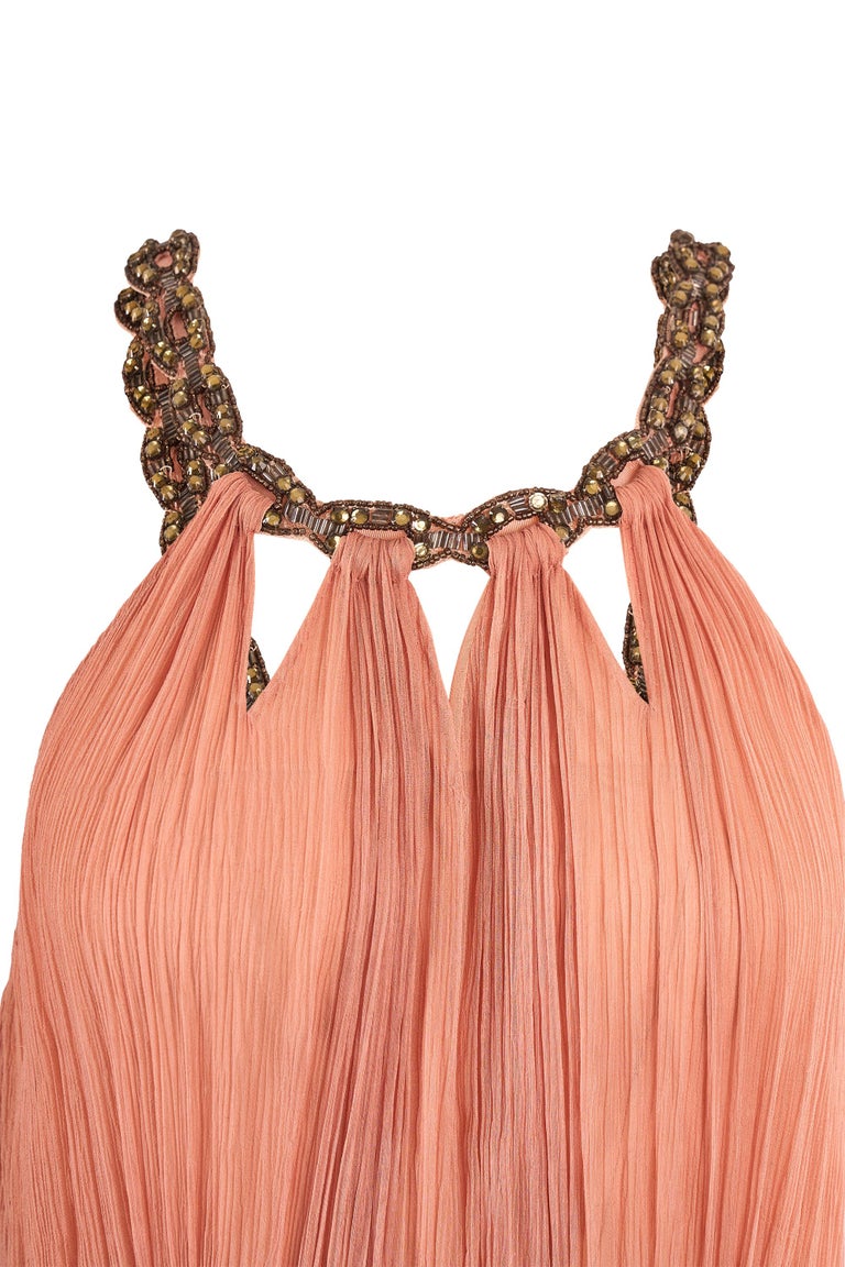 Vintage 2000's John Galliano Peach Chiffon Dress For Sale at 1stDibs