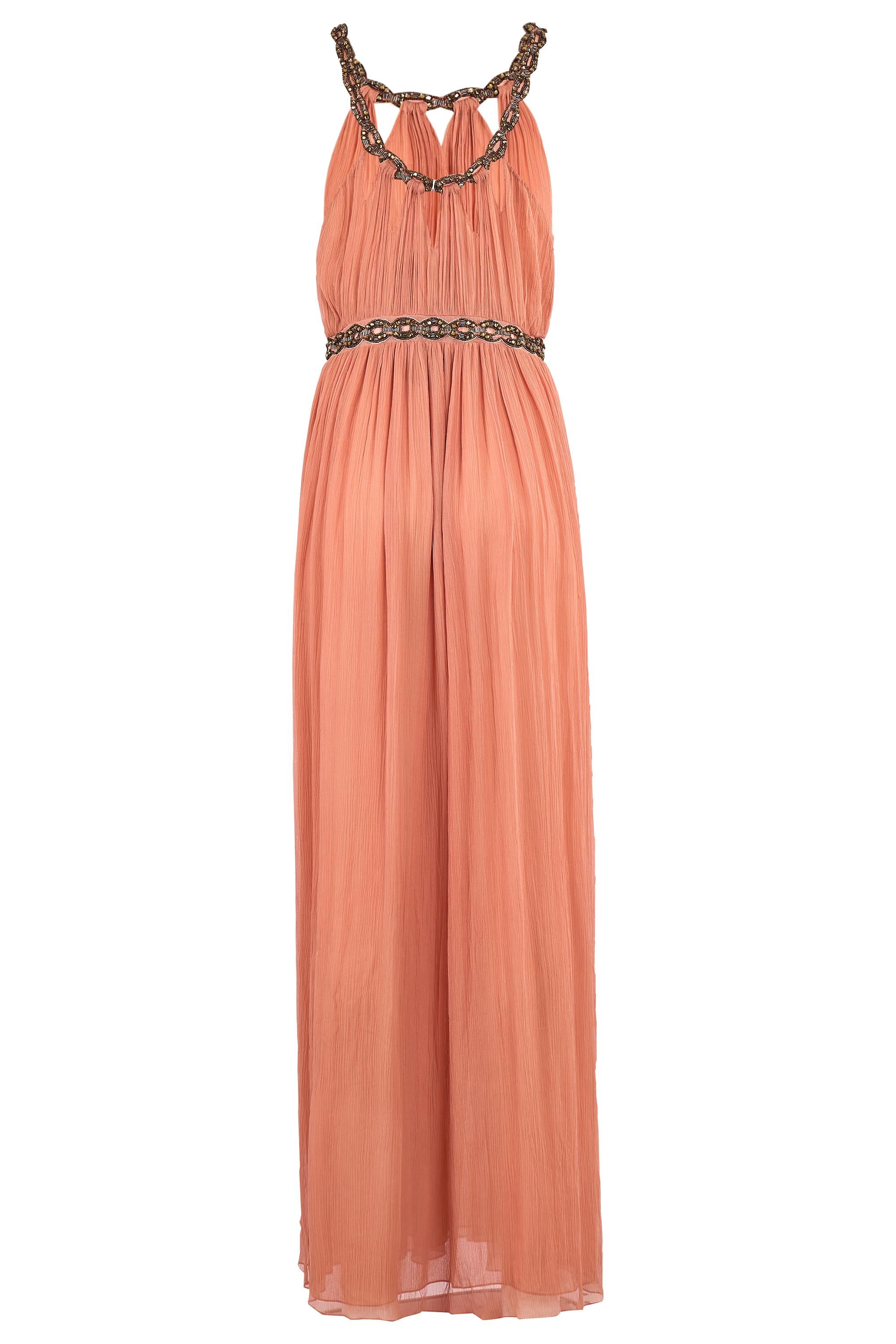 Vintage 2000's John Galliano Pfirsich Chiffon Kleid für Damen oder Herren im Angebot