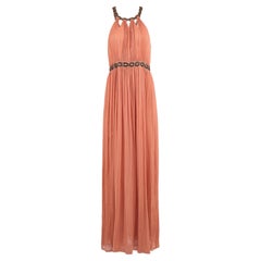 Vintage 2000's John Galliano Pfirsich Chiffon Kleid