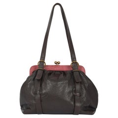 Vintage 2000's Miu Miu Brown Pink Suede Kiss Lock Bag