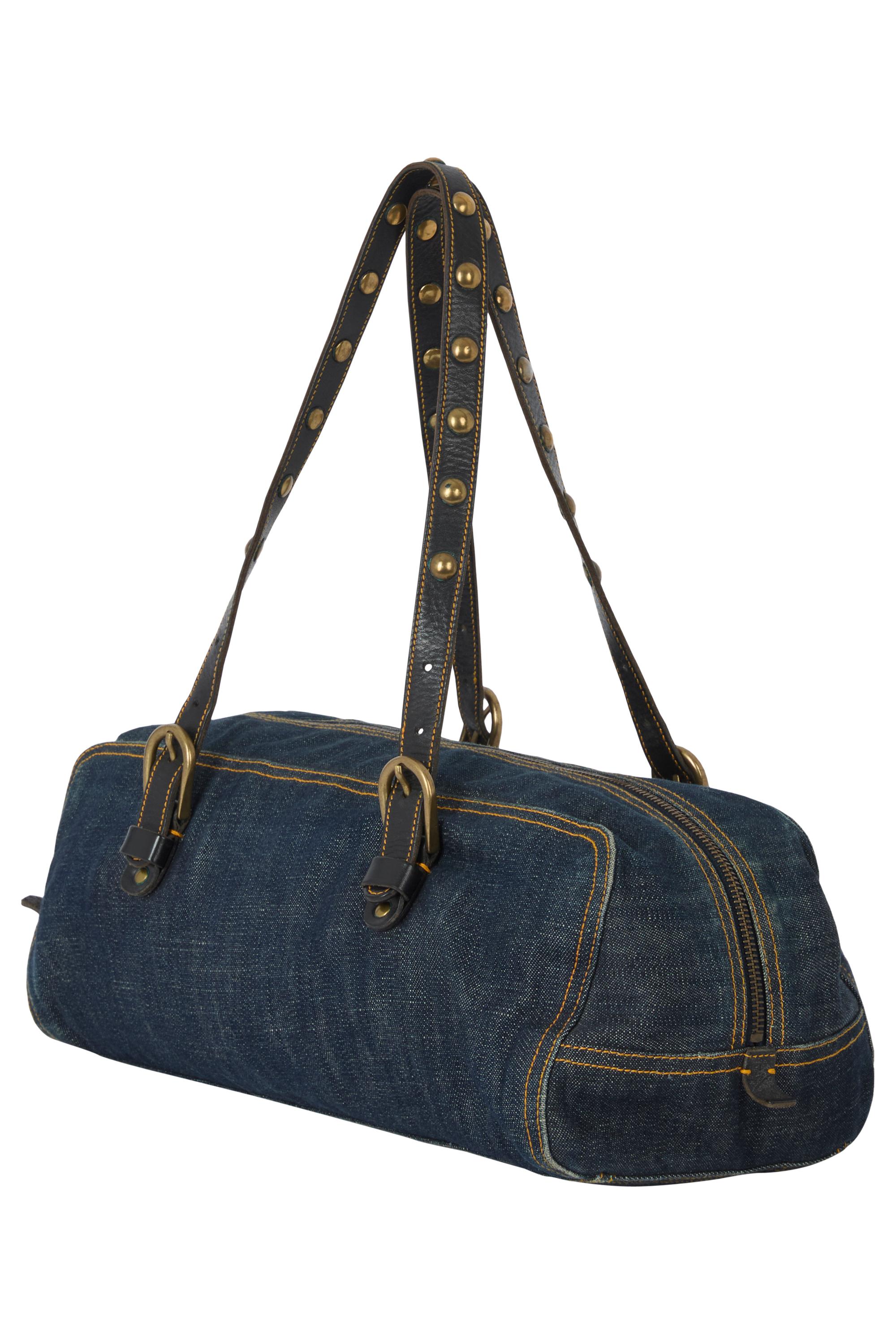 Vintage 2000's Miu Miu Denim Bowling Bag For Sale at 1stDibs