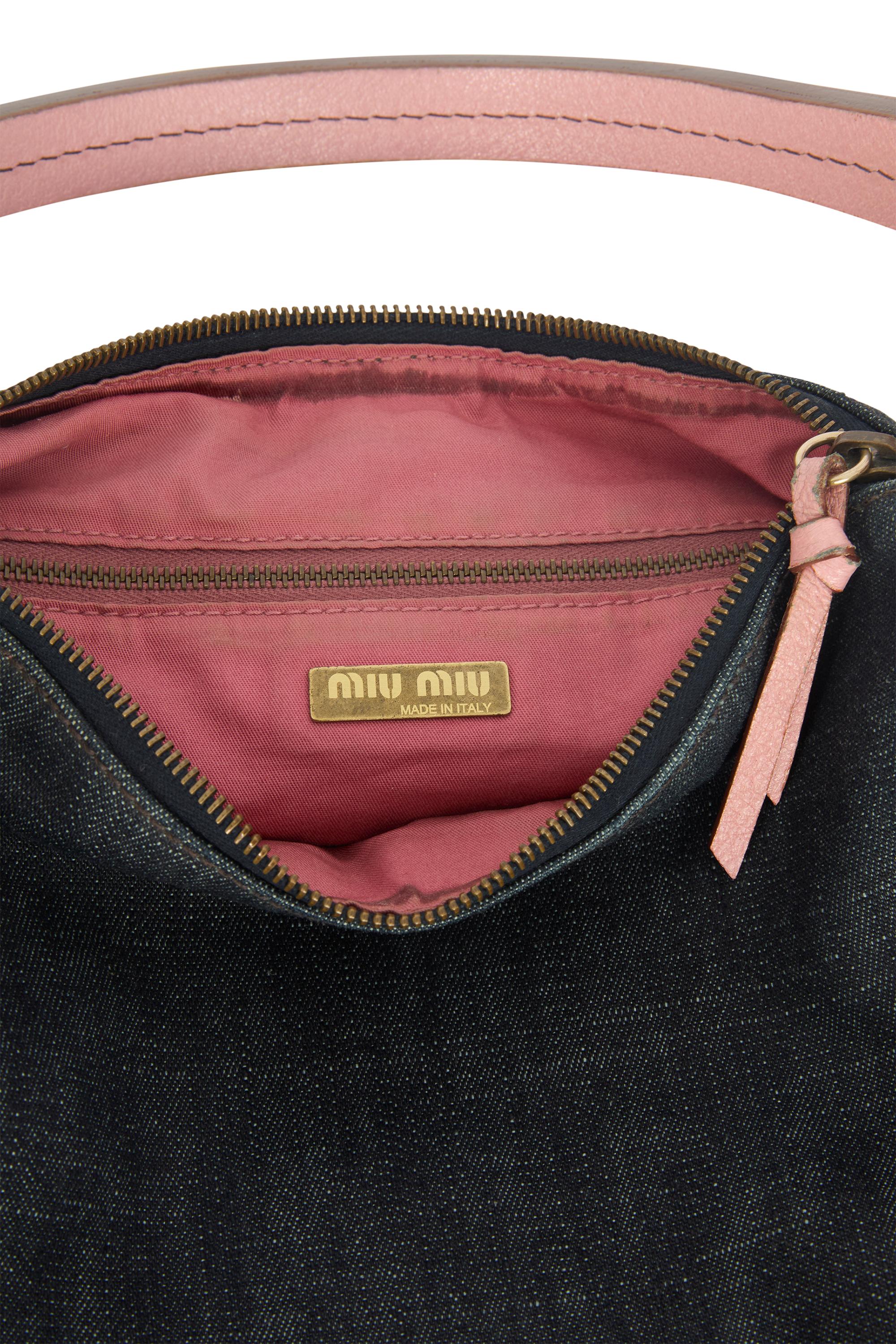 Vintage 2000's Miu Miu Denim Rosa Hobo Umhängetasche im Angebot 1