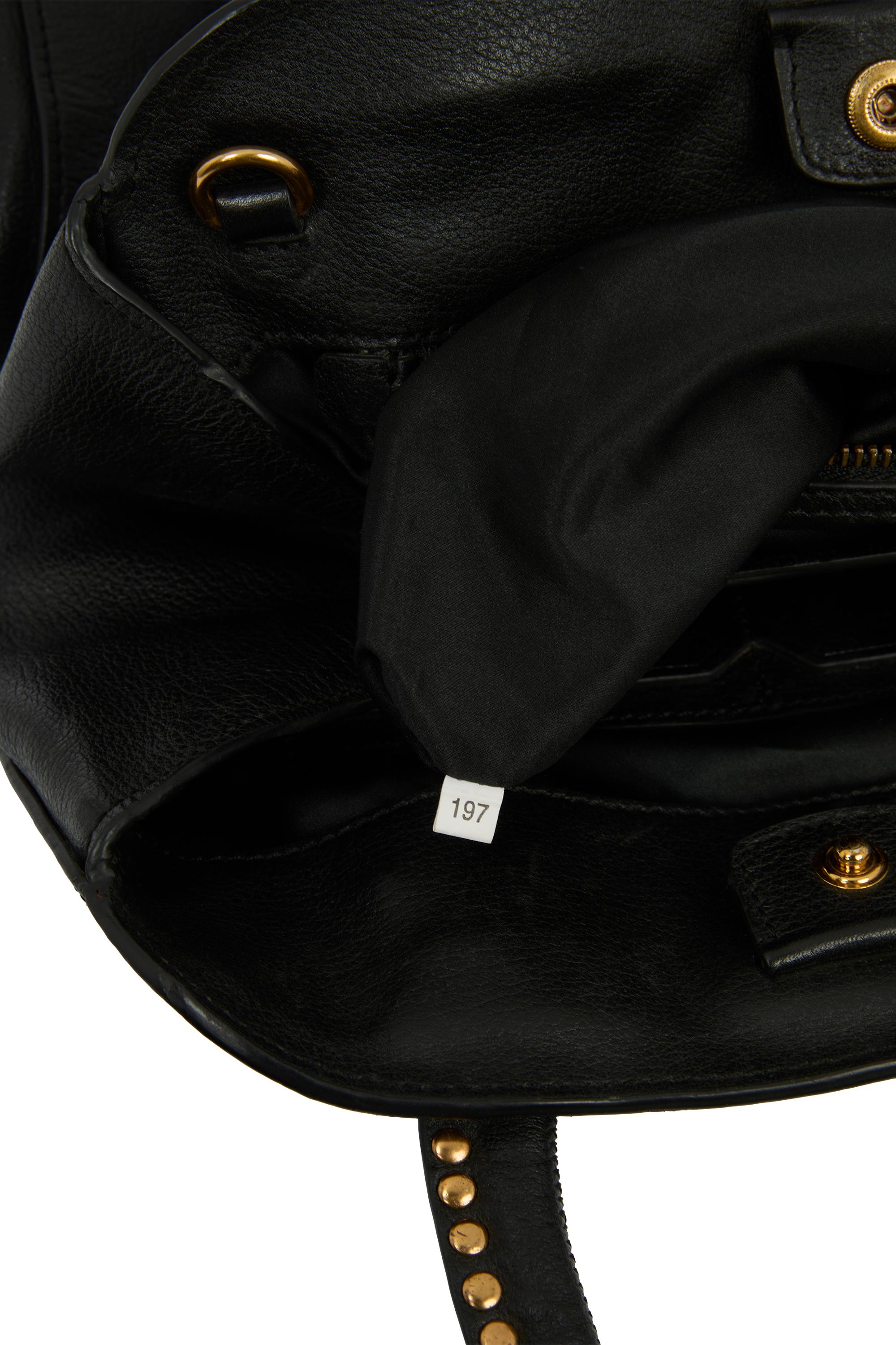 Vintage 2000's Miu Miu Leather Black Gold Studded Trapeze Bag Excellent état - En vente à London, GB