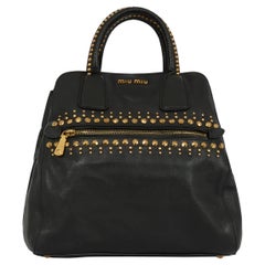 Vintage 2000's Miu Miu Leather Black Gold Studded Trapeze Bag