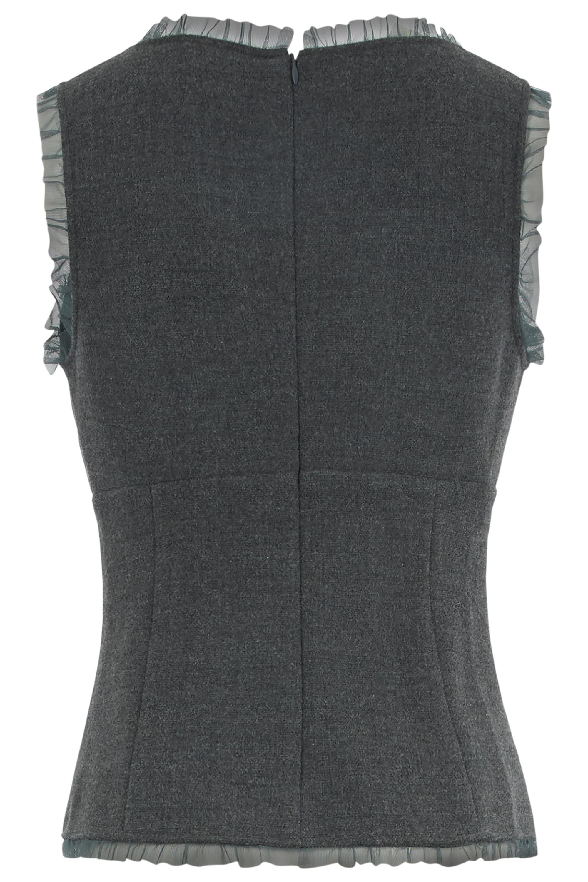 Gilet vintage anni 2000 Miu Miu in lana grigia con volant In condizioni ottime in vendita a London, GB