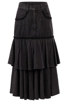 Vintage 2000's Moschino Dark Grey Denim Maxi Skirt