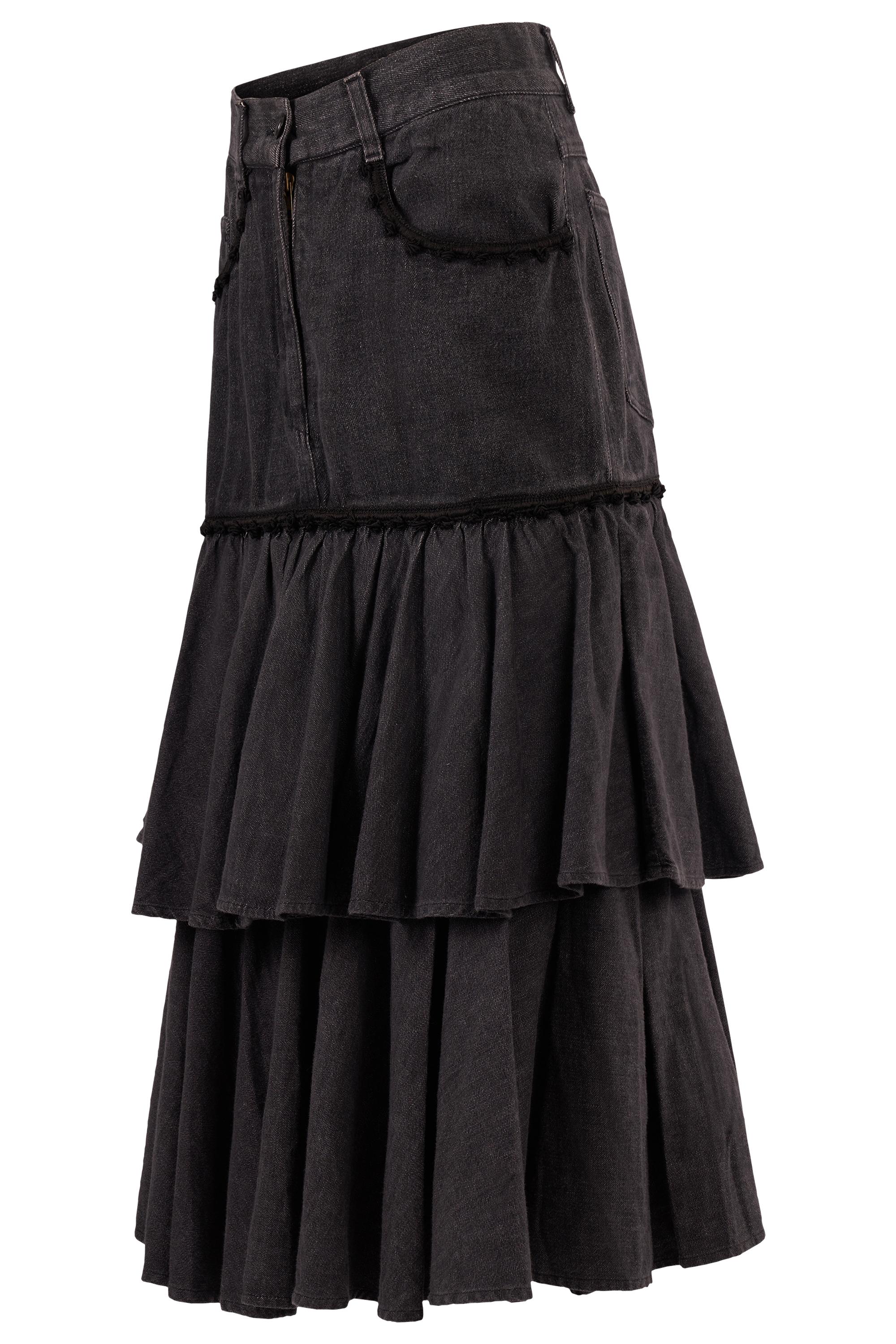 Maxifalda vaquera gris oscuro Moschino vintage años 2000 Negro en venta