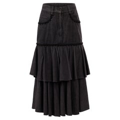 Vintage 2000's Moschino Dark Grey Denim Maxi Skirt