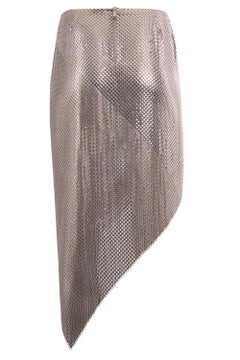 Vintage 2000's Paco Rabanne Silver Chain Mail Asymmetric Skirt