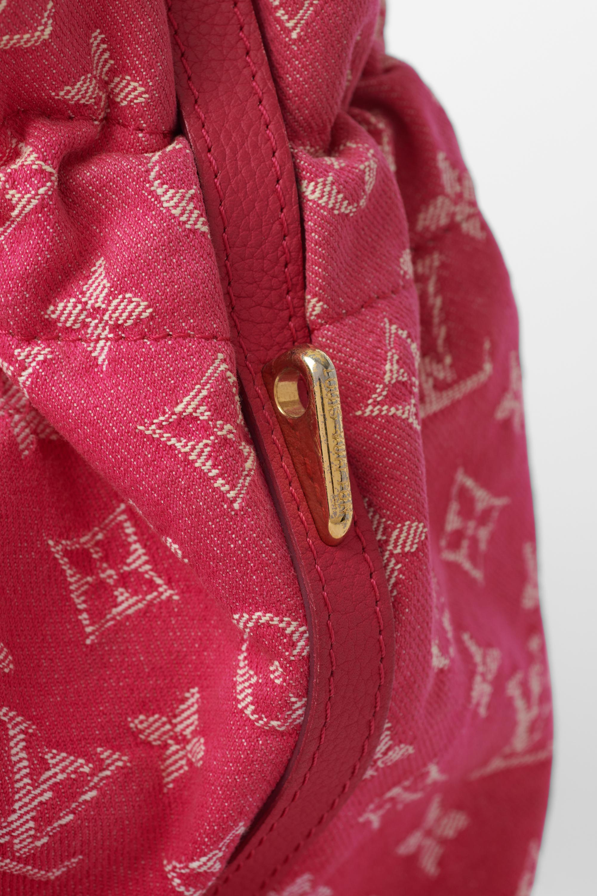 Women's or Men's Vintage 2000's Pink Denim Monogram Bucket Bag For Sale