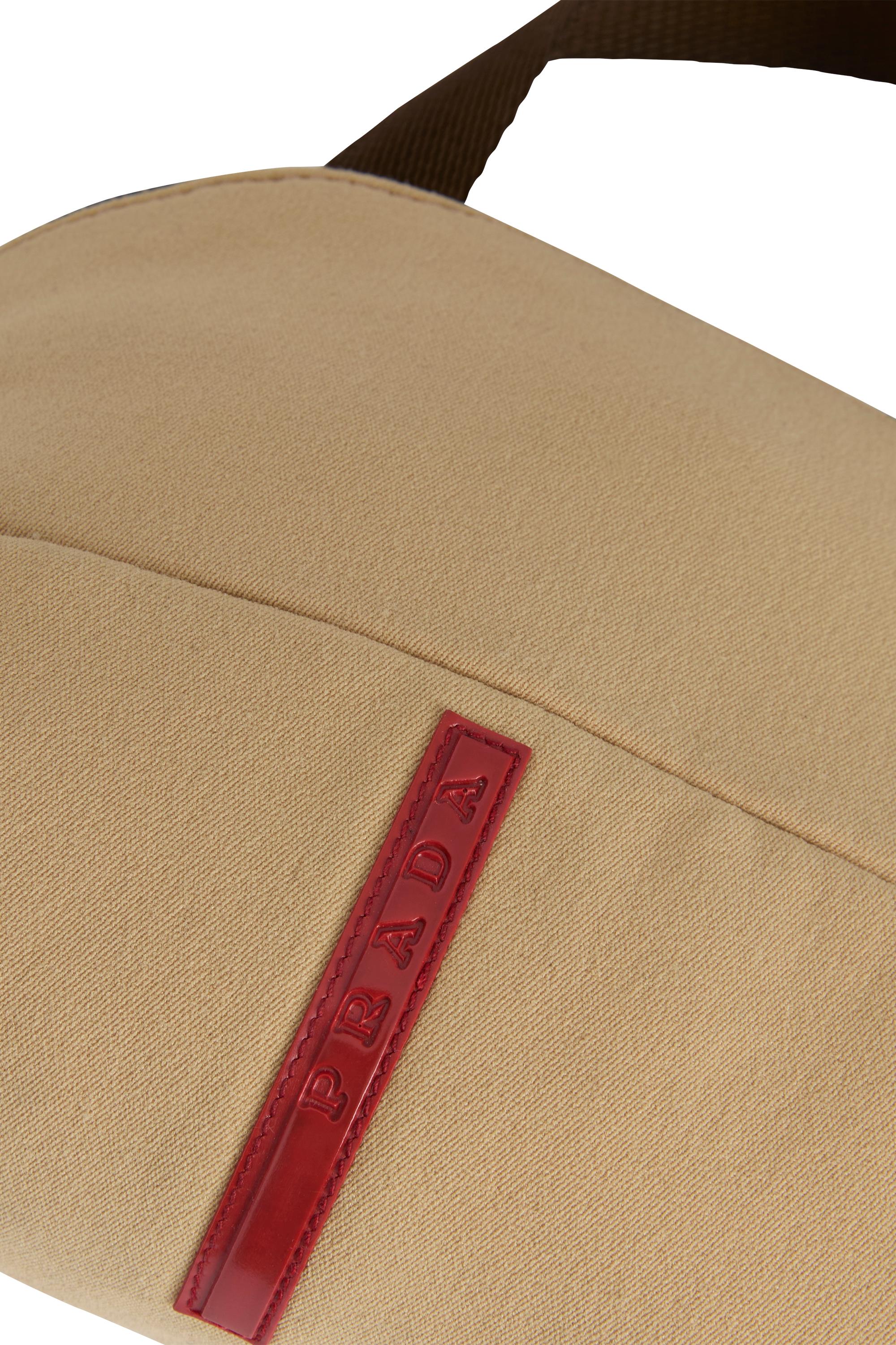 Vintage 2000's Prada Beige Canvas Mini Top Handle Pouch Excellent état - En vente à London, GB