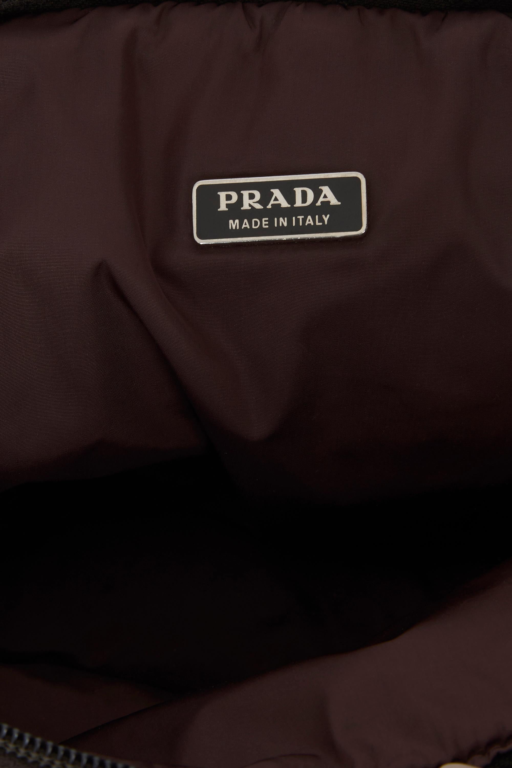 Vintage 2000's Prada Beige Canvas Mini Top Handle Pouch Unisexe en vente